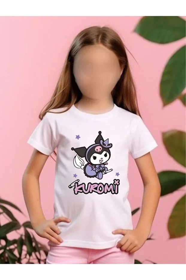 Детская футболка для девочек с принтом Kuromi Print Generic Brands, White — фото 2