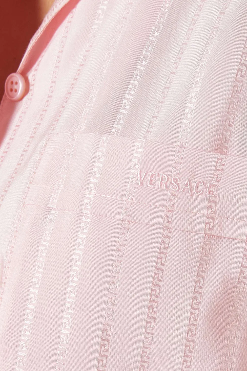 Рубашка из хлопка с шелком с жаккардовым узором Micro Greca Versace — фото 4