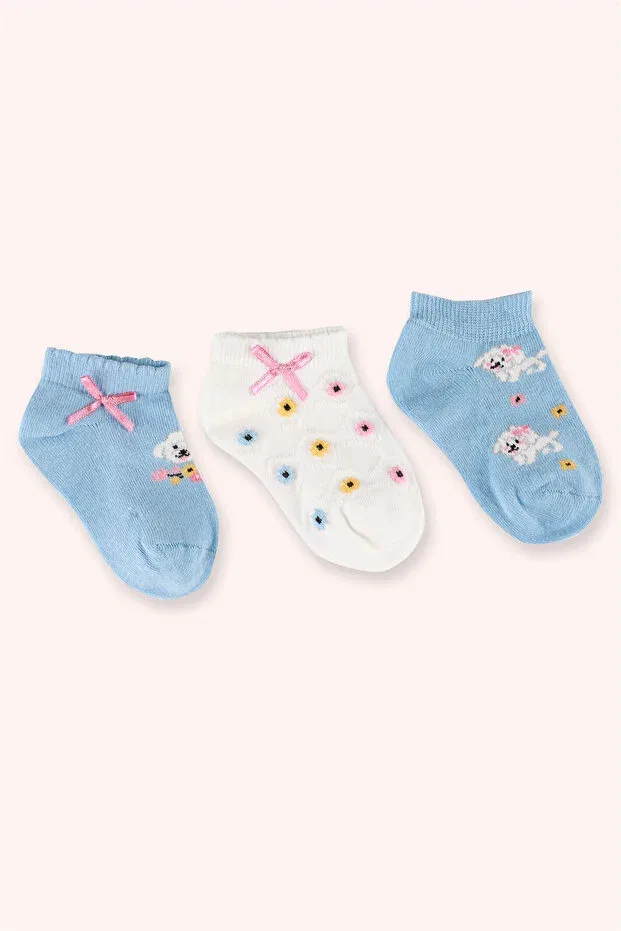 Детский комплект носочков-пинеток для девочек с принтом 3-piece booties socks set Panço, 438-Multi — фото 2