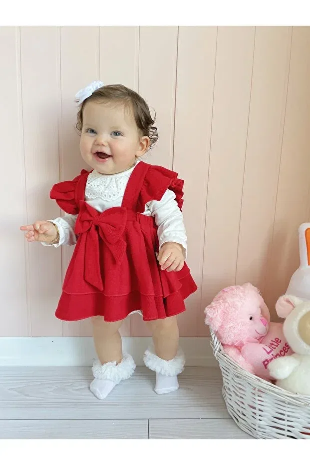 Детское платье-джемпер для девочек с бантом Luana Jammybaby, Red — фото 3