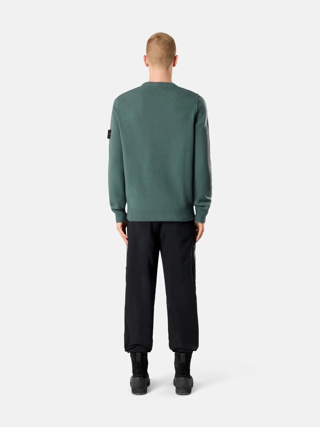 Мужской свитер Stone Island Regular-fit Crewneck With Ribbed Trims, морской зеленый — фото 4