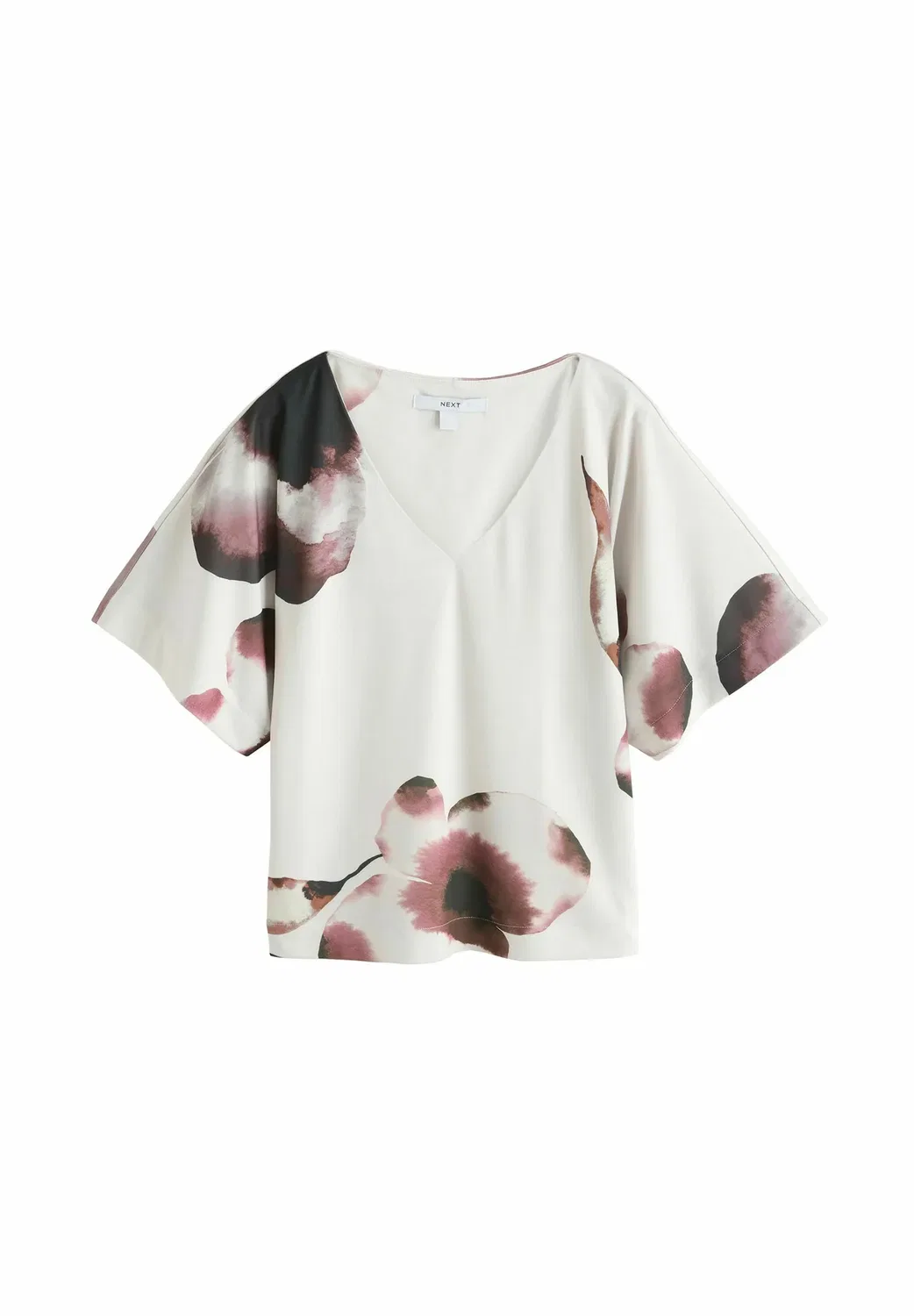 Блузка с короткими рукавами и V-образным вырезом Next, Ecru Port Floral