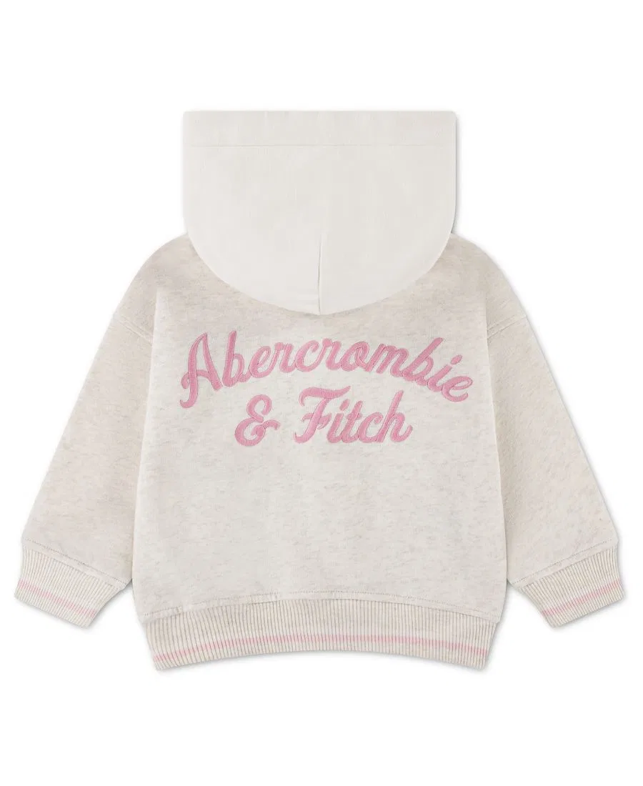 Детский бомбер из флиса с капюшоном, Varsity abercrombie kids, Oatmeal Heather — фото 2