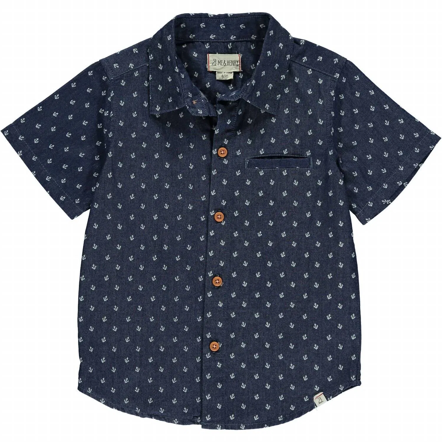 Детская рубашка с принтом Maui Shirt In Chambray Anchor ME & HENRY — фото 2