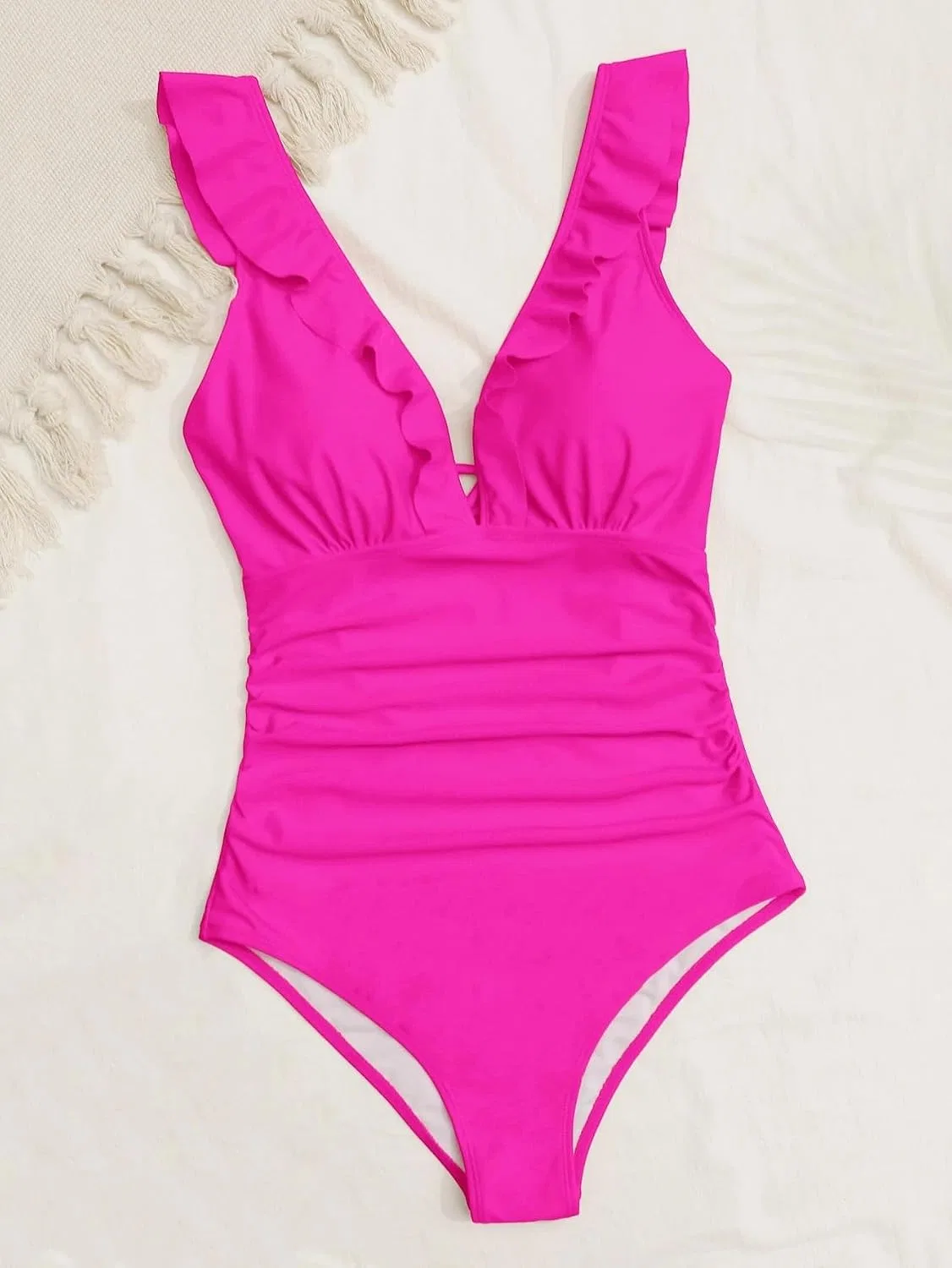 Женский монокини с рюшами и узлом Hot Pink — фото 2