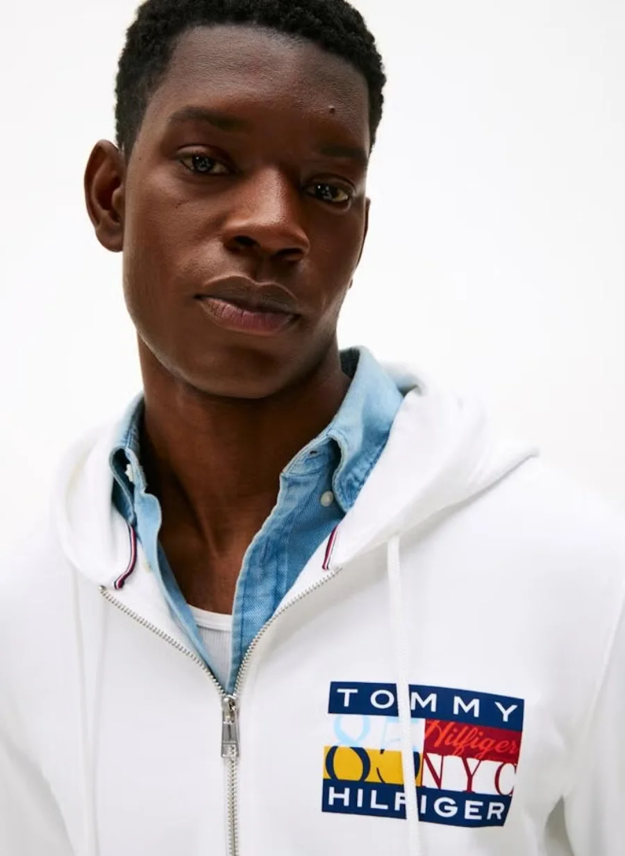 Худи Tommy Hilfiger Graphic Zip Through, белый — фото 4