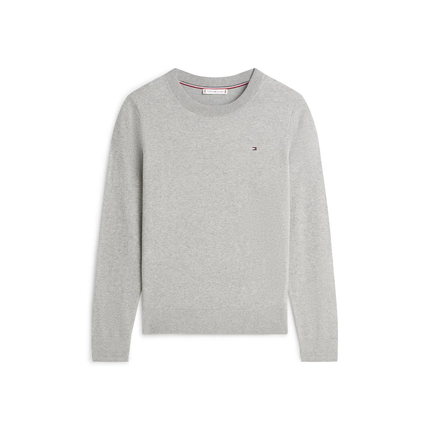 Женский пуловер с круглым вырезом с логотипом Tommy Hilfiger, Med Heather Grey — фото 4