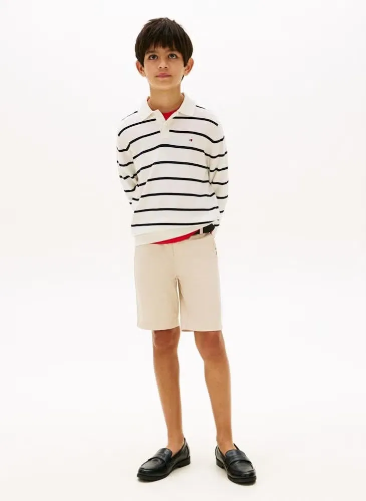 Пуловер с поло-воротником, хлопковый, Essential, Tommy Hilfiger, айвори — фото 4
