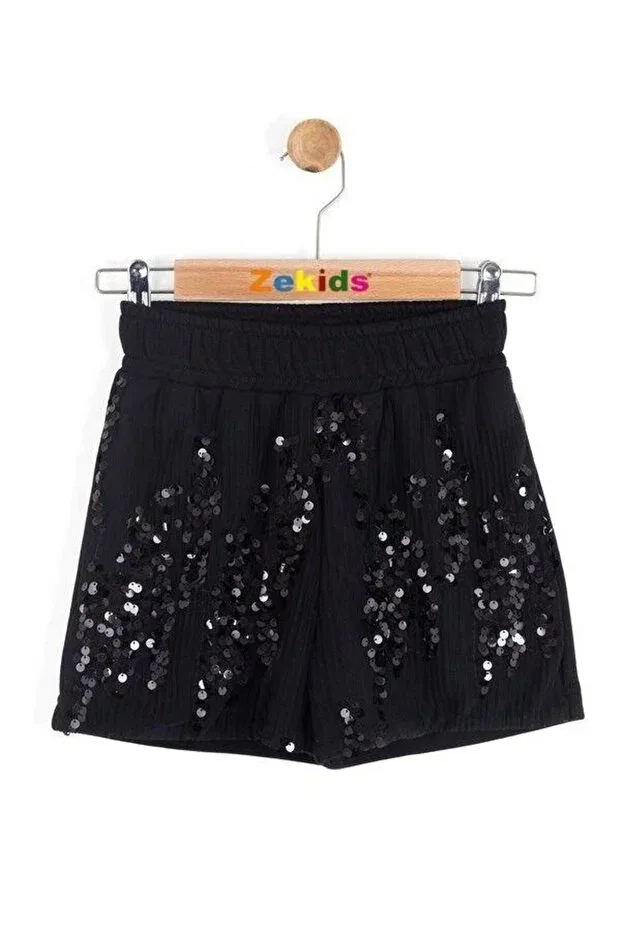 Детские шорты для девочек с пайетками Zekids, Black