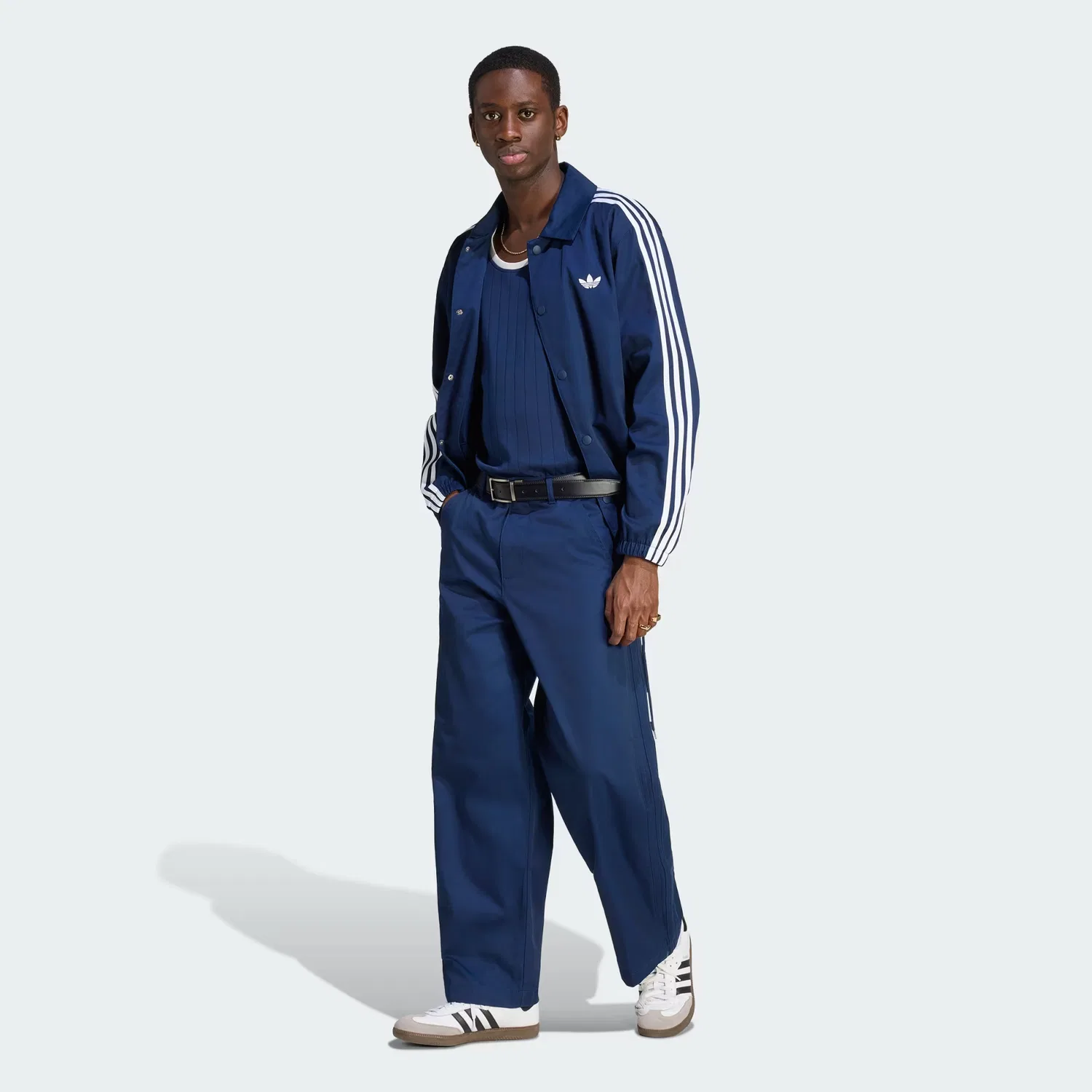 Мужские брюки свободного кроя 3-Stripes Pleated Pants Adidas Originals, темно-синий — фото 3
