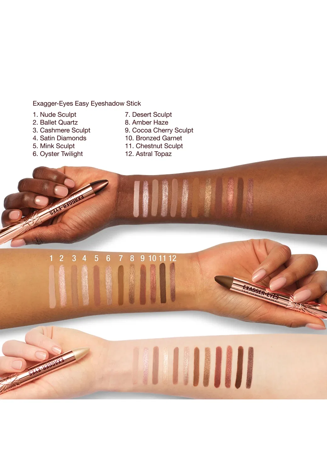 Карандаши для теней Exagger-Eyes Easy Eyeshadow Sticks - тени для век Charlotte Tilbury, 6 Oyster Twilight, 1.6 гр — фото 4