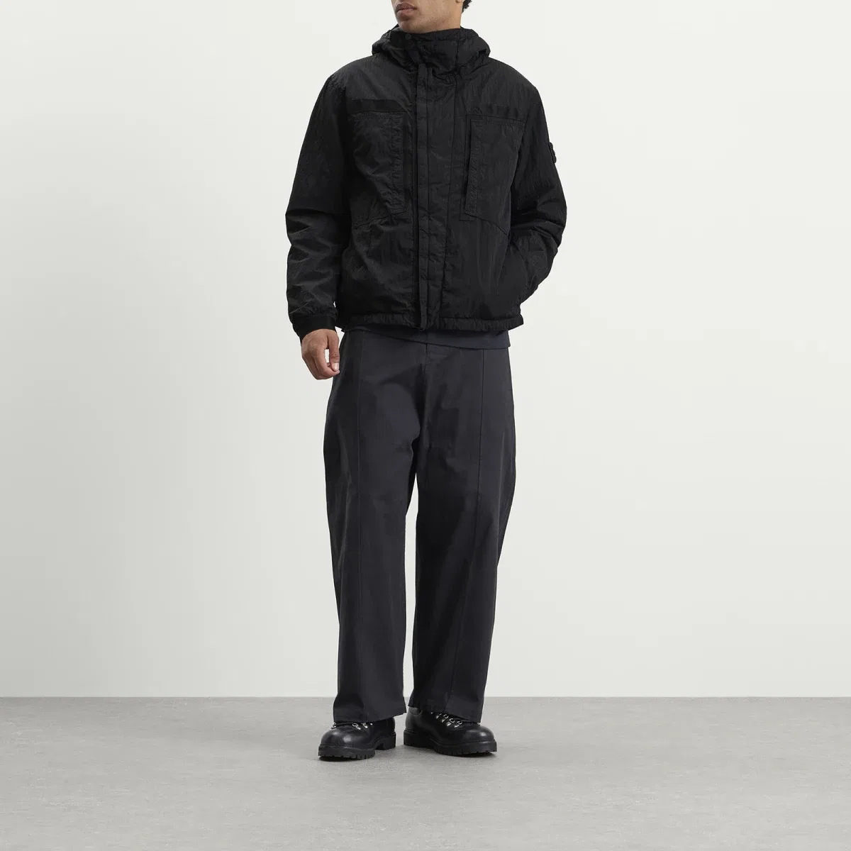 Куртка с капюшоном из рип-нейлона Warp Rib Nylon-TC Stone Island, Black — фото 4