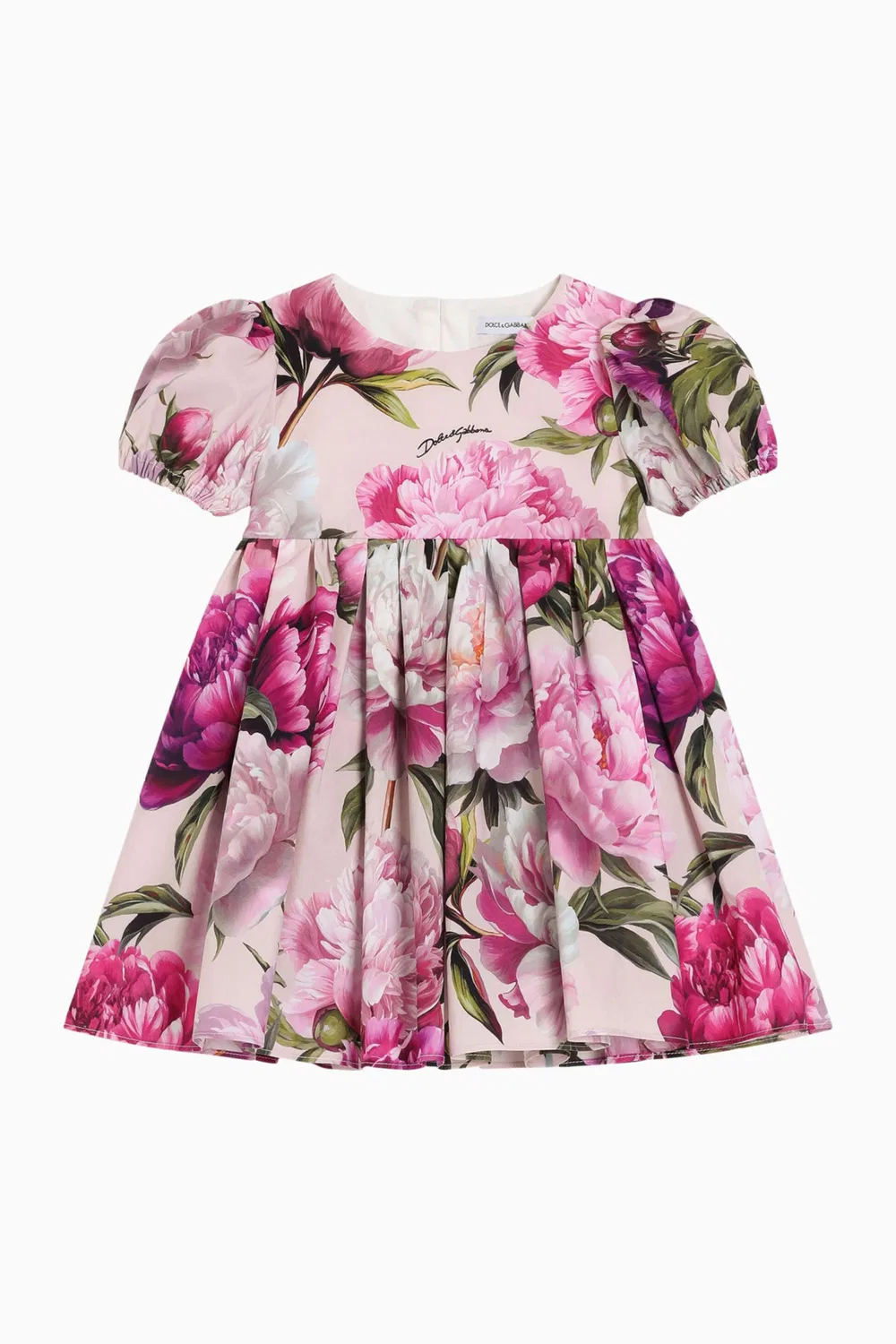 Комплект платье и ползунки с цветочным принтом из хлопкового поплина Dolce & Gabbana