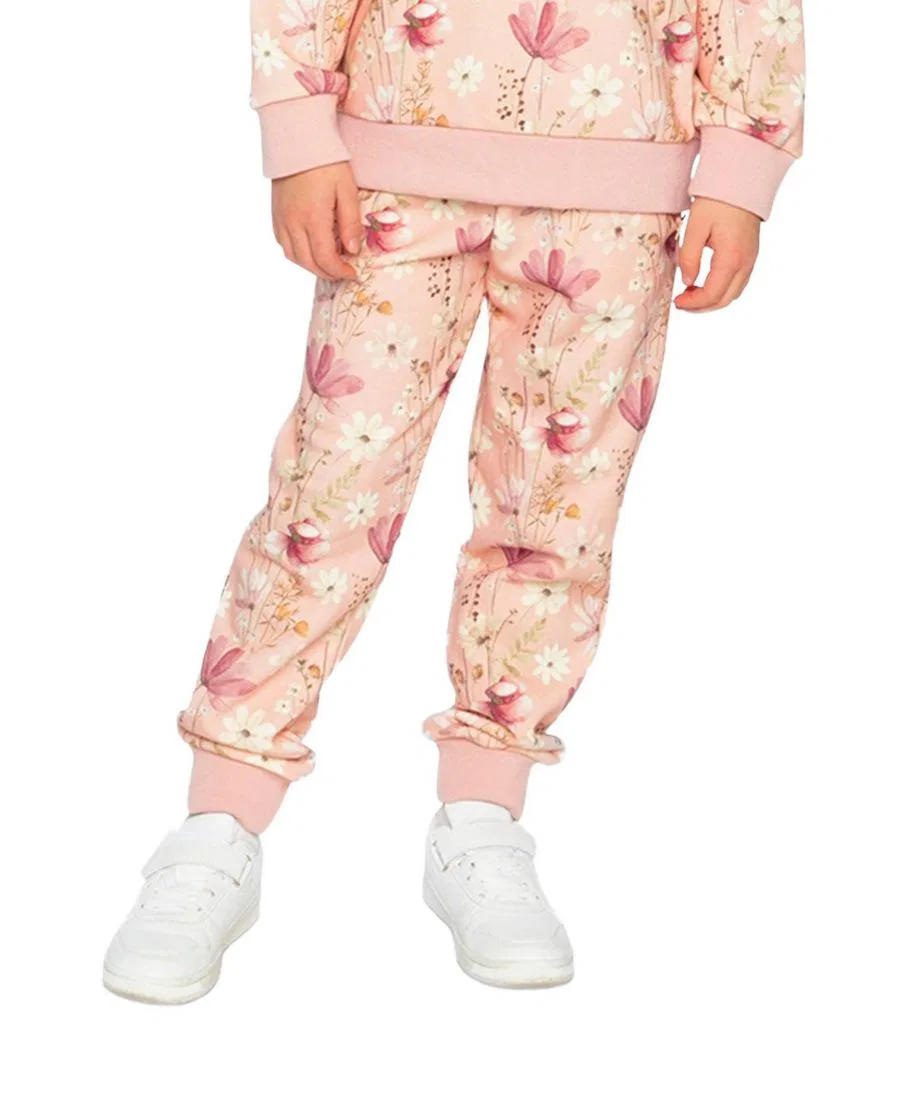 Спортивные брюки из футера с цветочным принтом Soft Poetry Deux par Deux, Pink Printed Flowers — фото 2