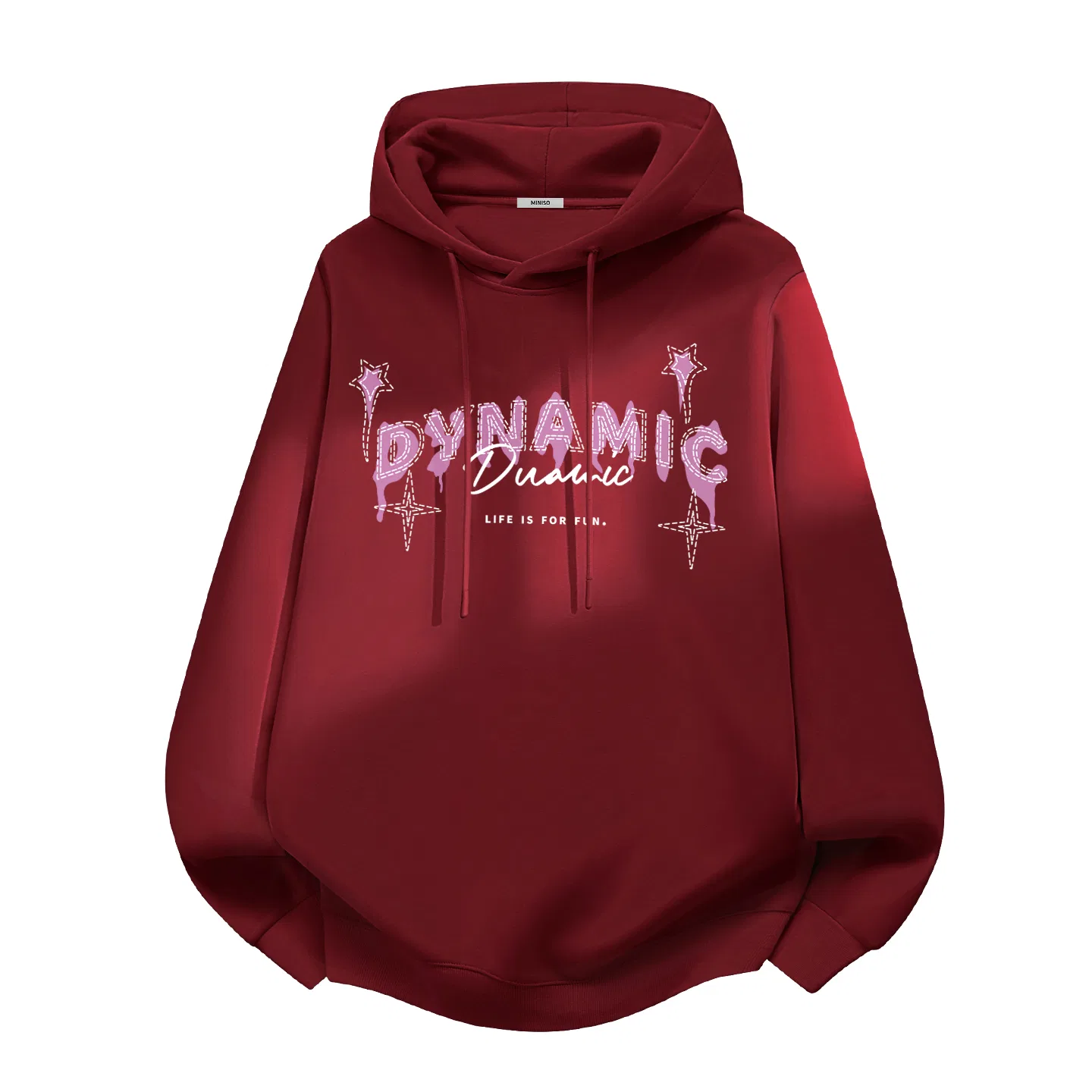 Детское худи оверсайз MINISO, Burgundy (Mz Star Pink Font)