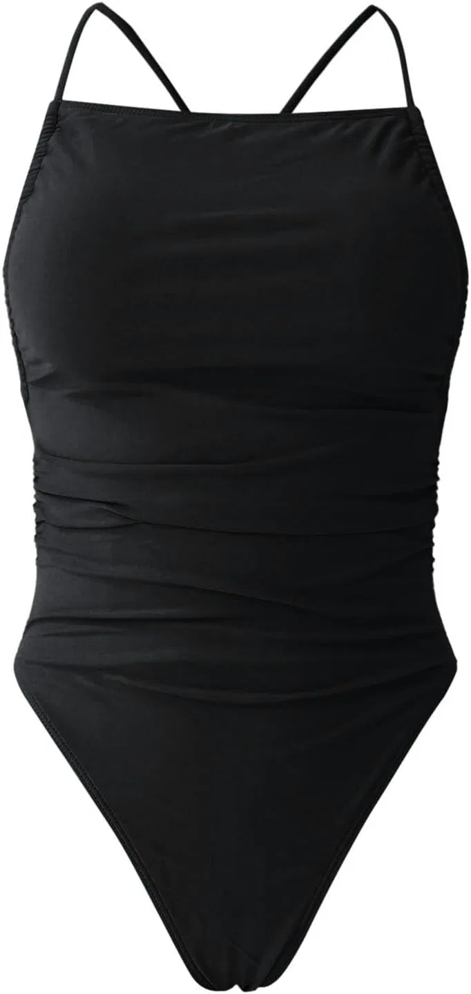 Женский цельный купальник с застежкой-пряжкой Seamless, Black — фото 3