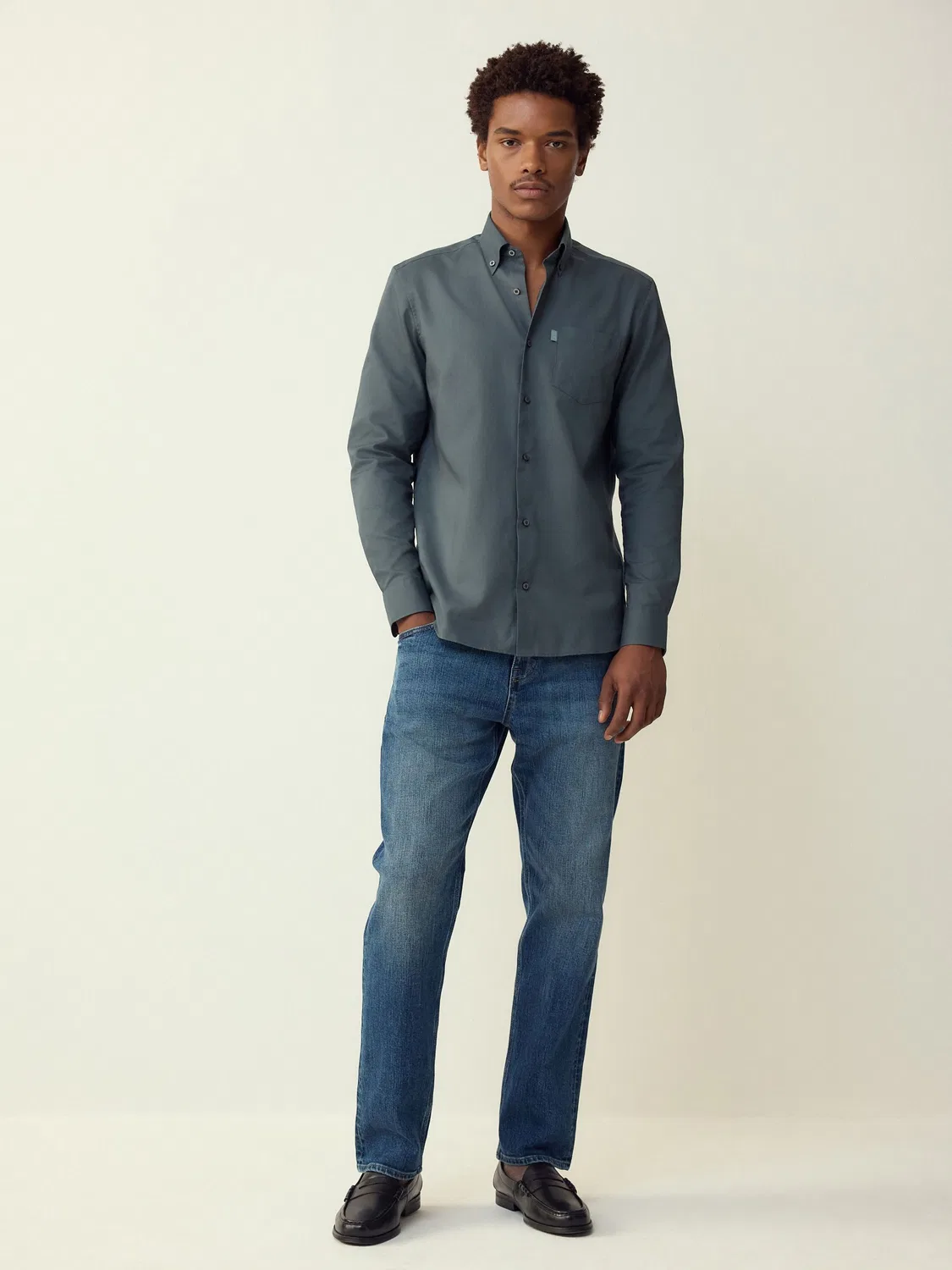 Рубашка оксфорд Regular Fit, Petrol Blue Next — фото 2