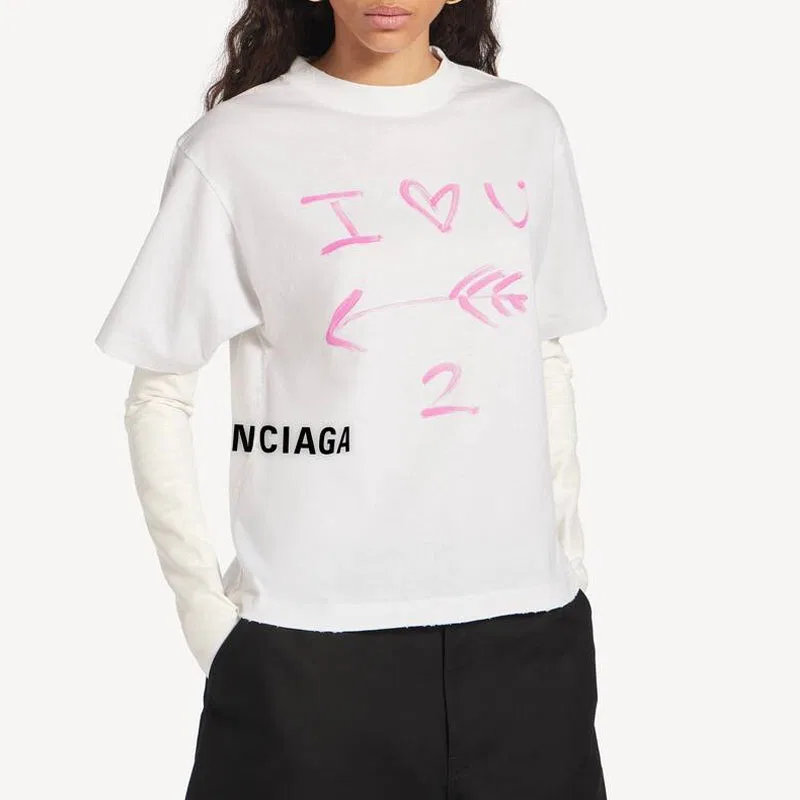 Женская футболка с круглым вырезом прямого кроя Balenciaga, White — фото 3
