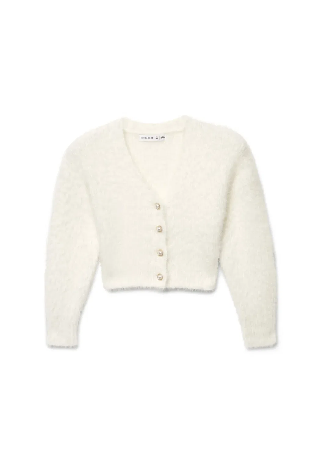 Maglia tinta unita - cardigan Terranova, Bianco Lana