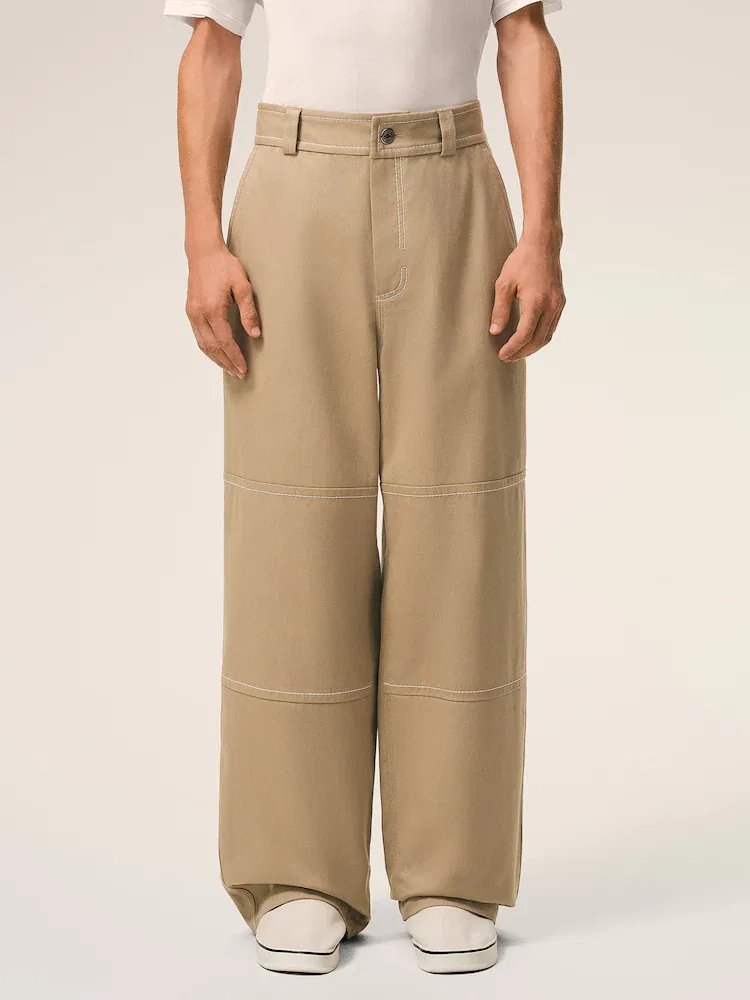 Широкие брюки Worker Trousers AMI PARIS, Beige — фото 2
