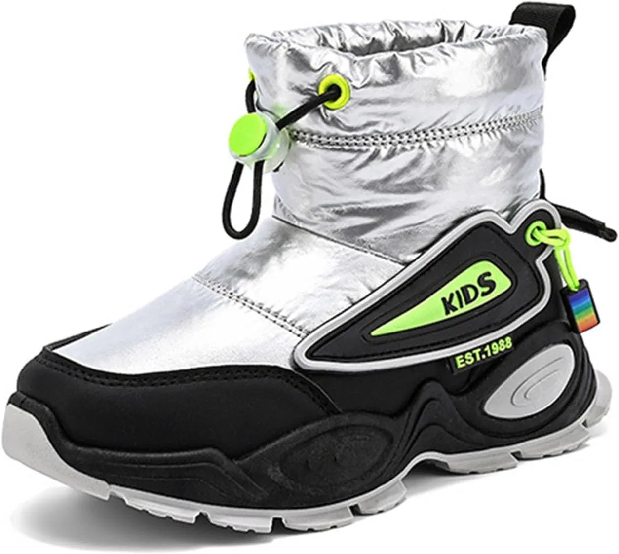 Детские зимние сапоги для девочек с утеплителем Girls Boys Mid Calf Padded Boots, Silver — фото 2