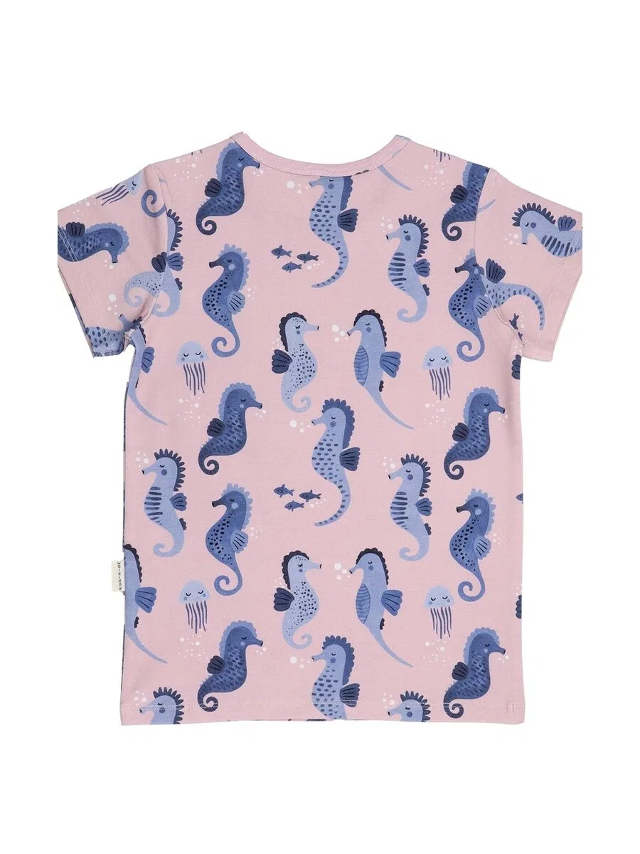 Футболка Walkiddy 'Walkiddy - Blue Seahorses T-Shirt' розового цвета — фото 2