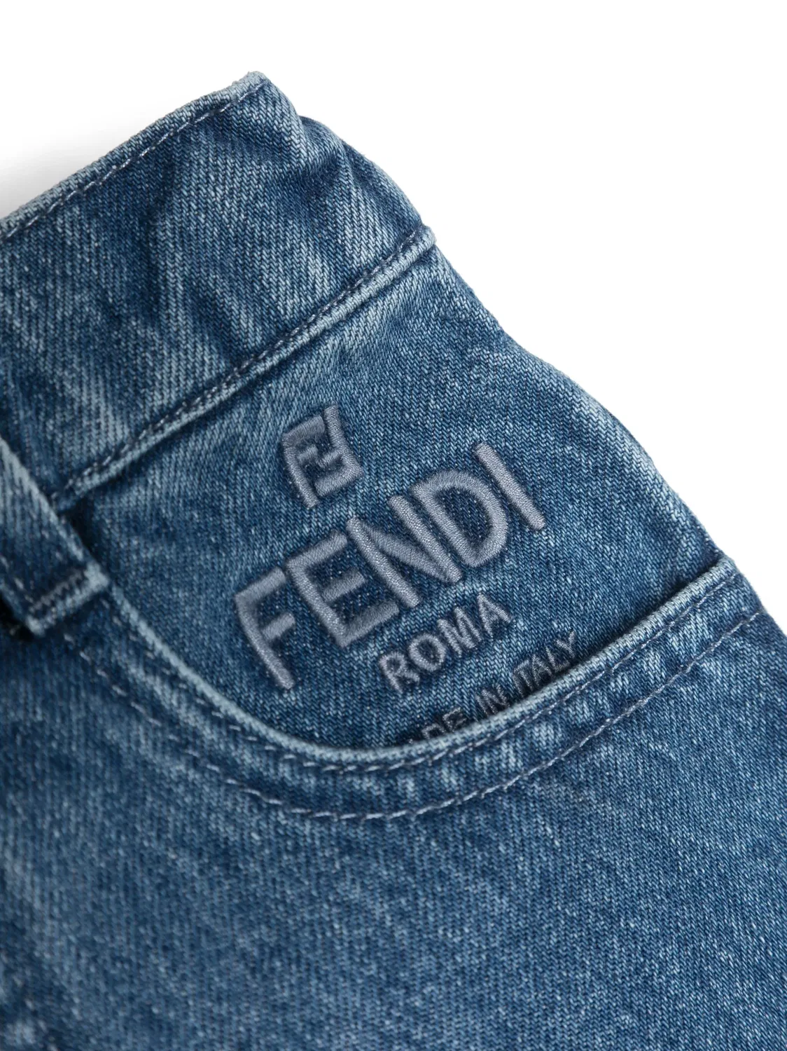 Джинсы прямого кроя с вышивкой логотипа FENDI, синий — фото 2