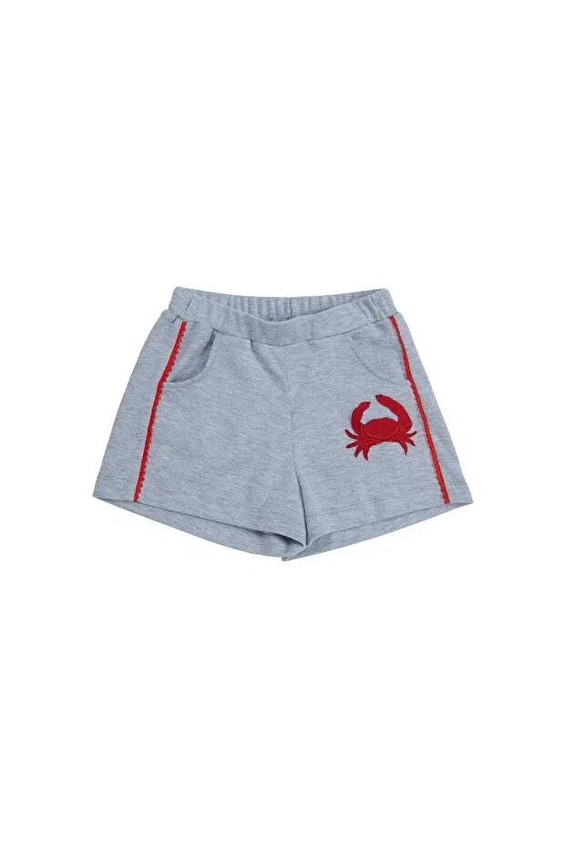 Детские шорты для девочек с принтом Red Crab Embroidered Manimani, Gray