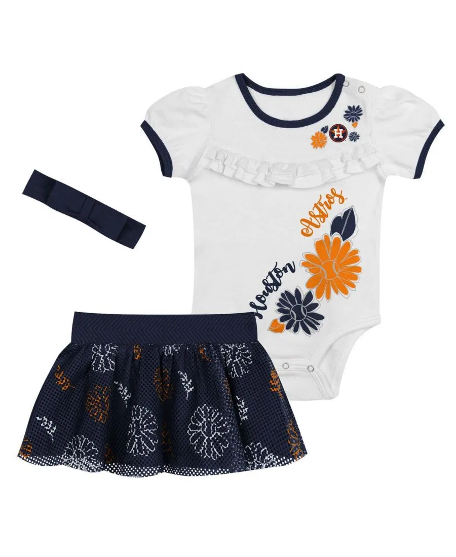 Комплект для новорожденного из боди, повязки на голову и юбки Sweet Catcher Outerstuff, White Navy