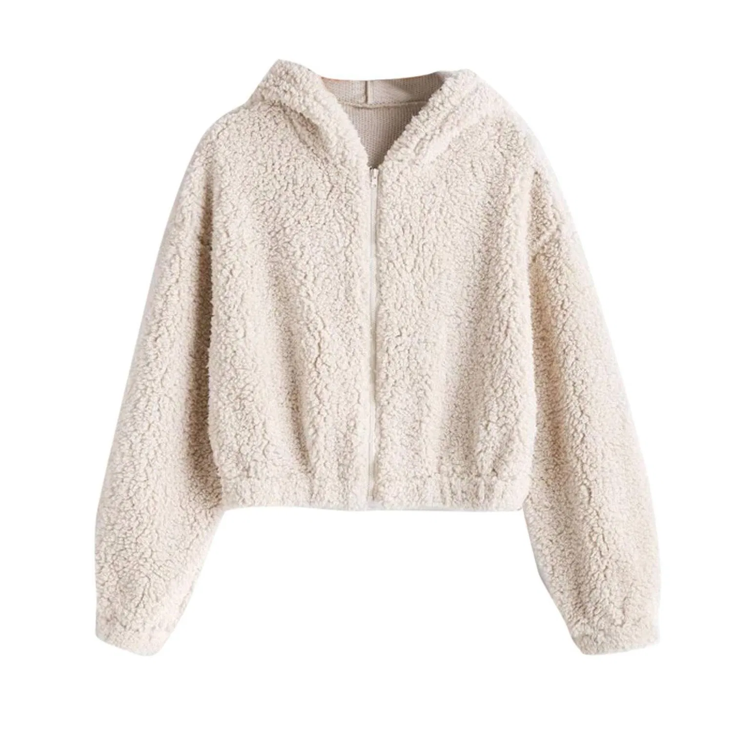 Женский худи с длинным рукавом на молнии, Beige