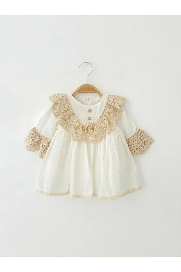 Детское платье для девочек с кружевом Colored Baby, Ecru