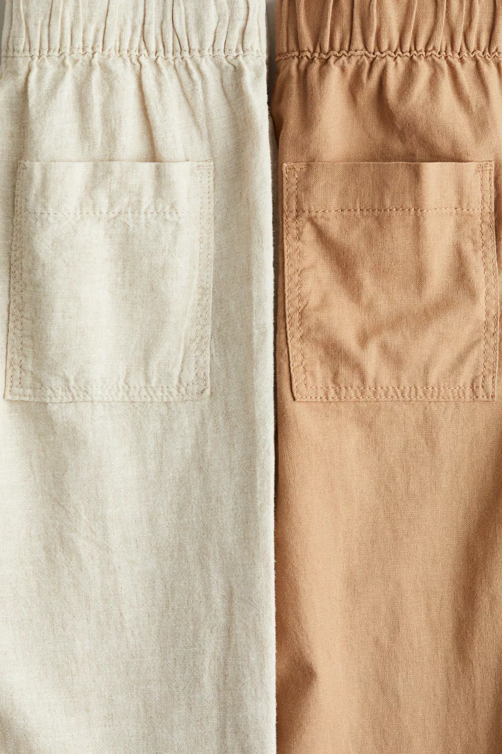 Комплект из двух брюк из смесовой льняной ткани H&M, Hellbeige/Dunkelbeige — фото 2