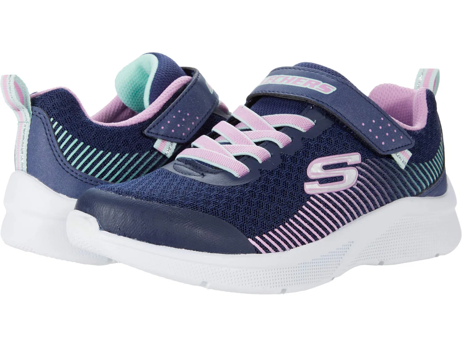 Детские кроссовки для девочек с сеткой Skechers, Navy Blue Lavender — фото 3