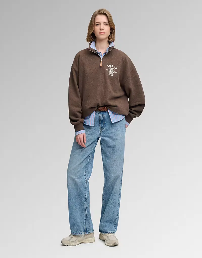 Толстовка Superdry Country Club с половинной молнией, темно-шоколадно-коричневый меланж — фото 4