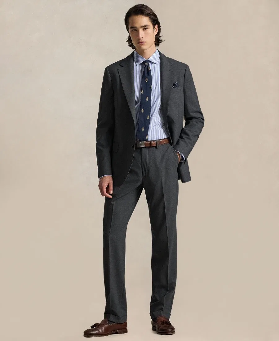 Брюки классические из шерстяного твила с эластаном Polo Ralph Lauren, Charcoal — фото 2