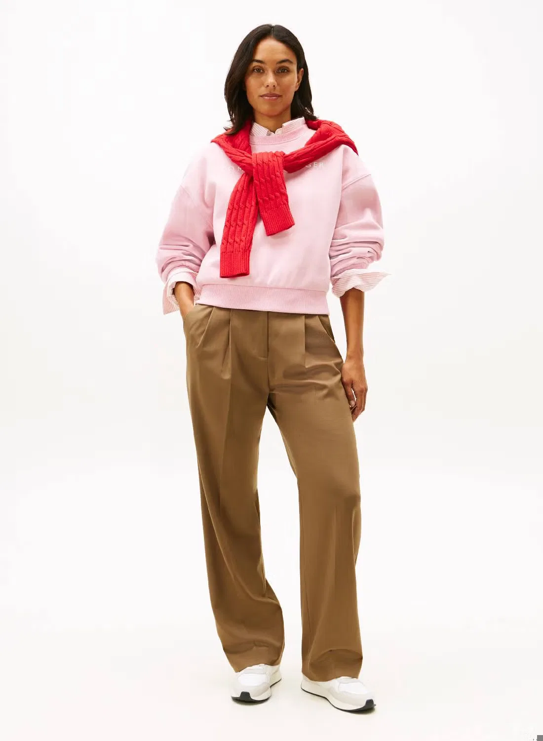 Свитшот с логотипом свободного кроя Tommy Hilfiger, розовый — фото 3