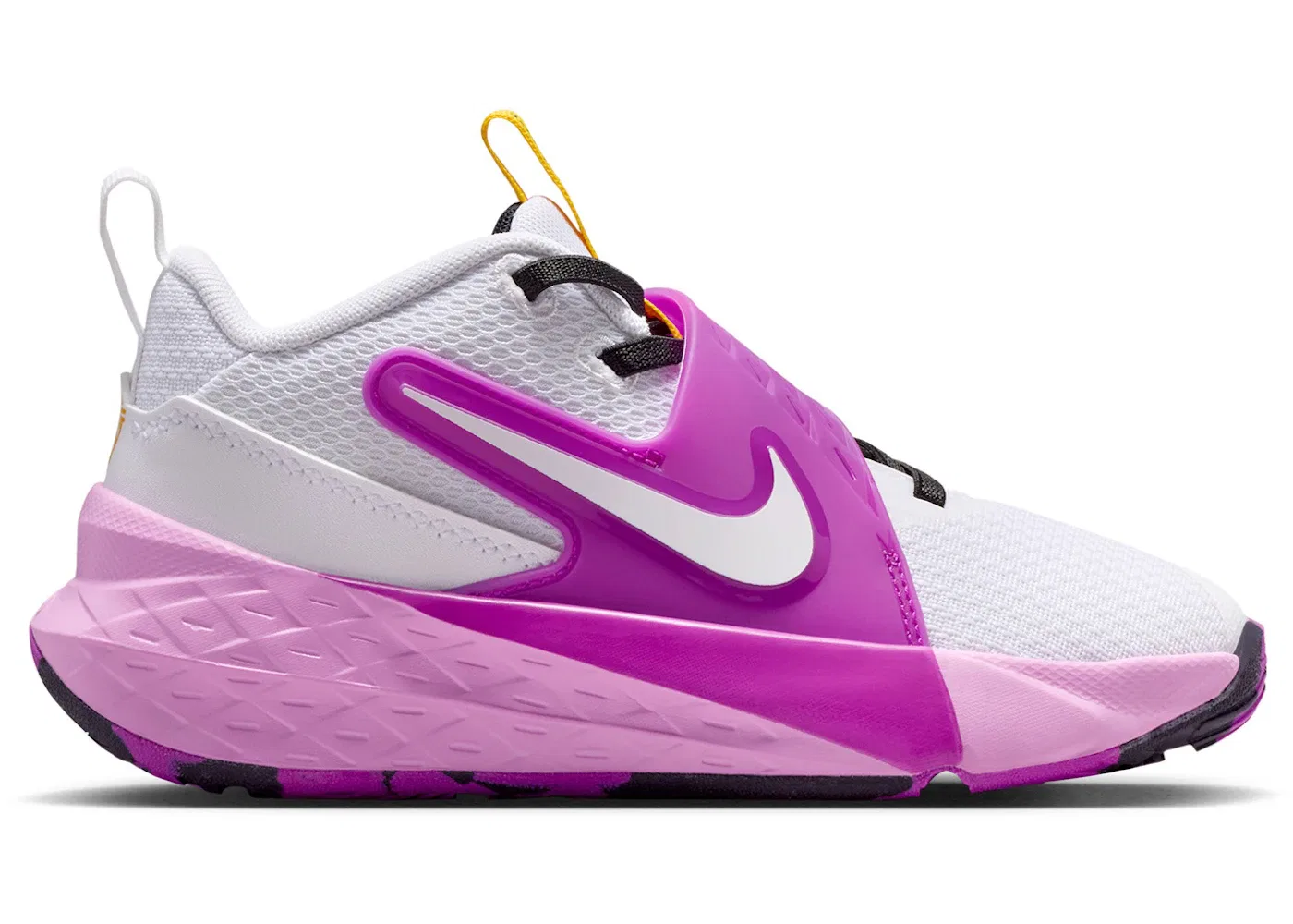 Детские кроссовки для мальчиков с высоким берцем Nike Team Hustle D 12 Nike, White/University Gold/Vivid Purple/White