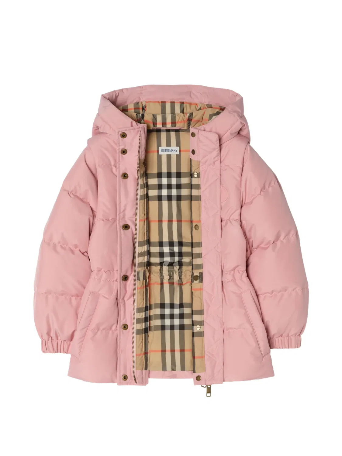 Пуховая куртка со съемными рукавами Burberry Kids, розовый — фото 3