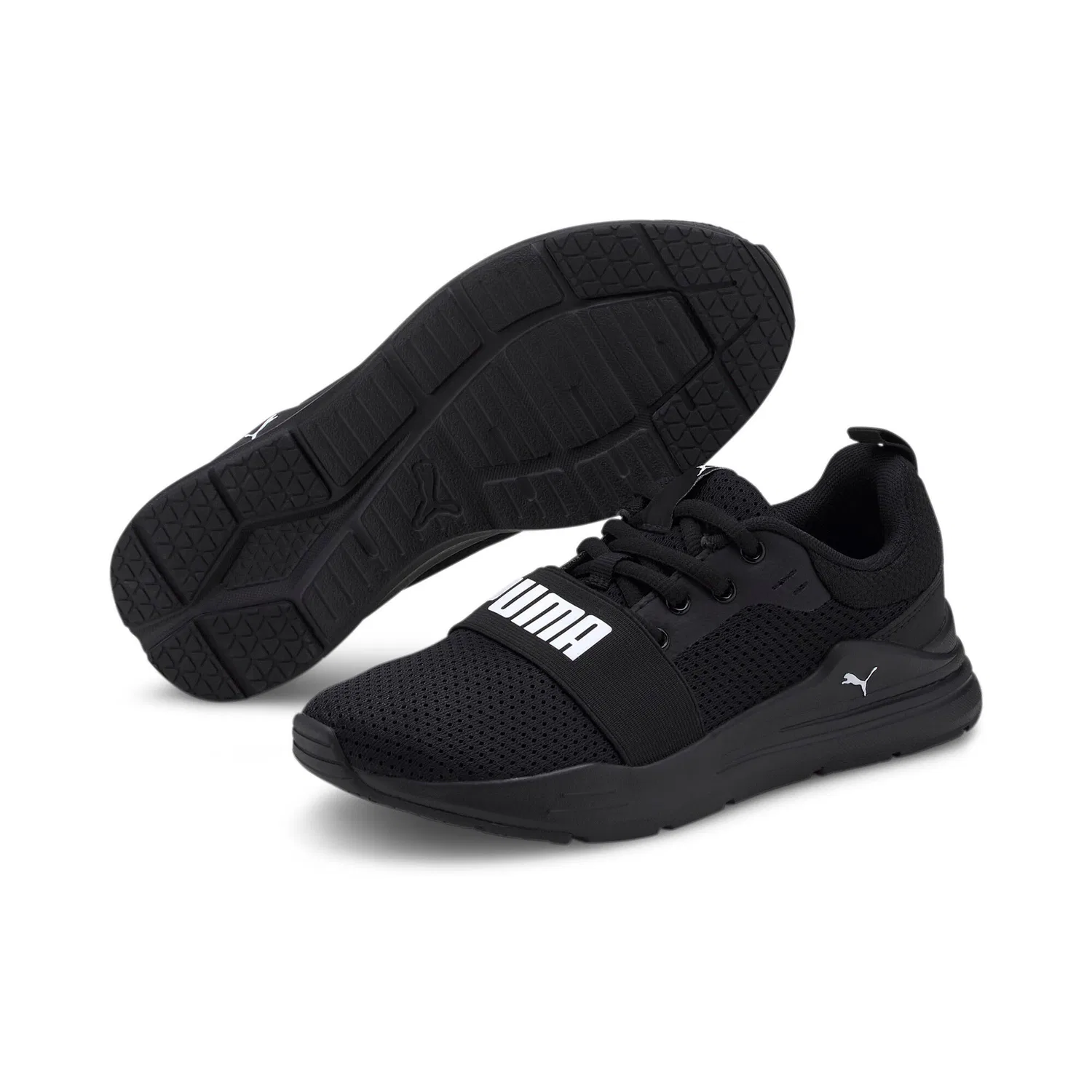 Детские кроссовки с сетчатым верхом Wired Run Jr Puma, Schwarz Weiss — фото 2