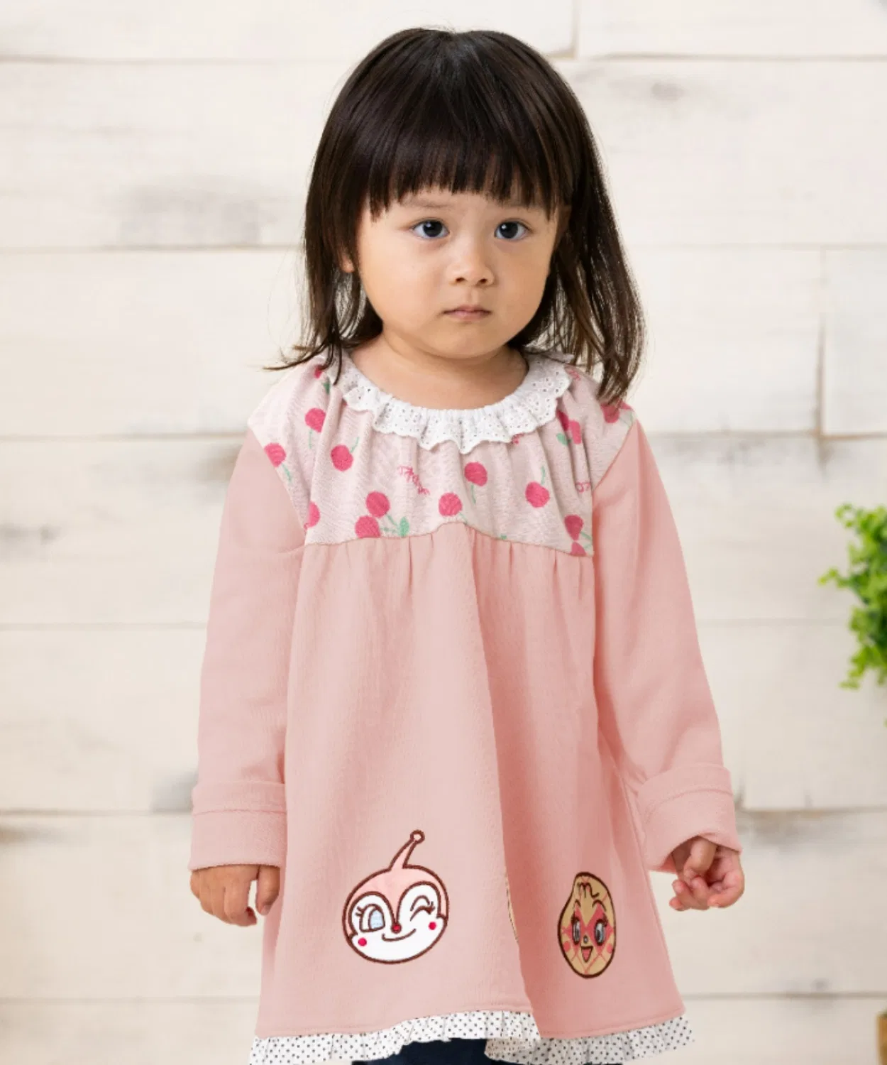 ANPANMAN KIDS COLLECTION Детская туника с жаккардовым воротником и аппликацией Anpanman, розовая