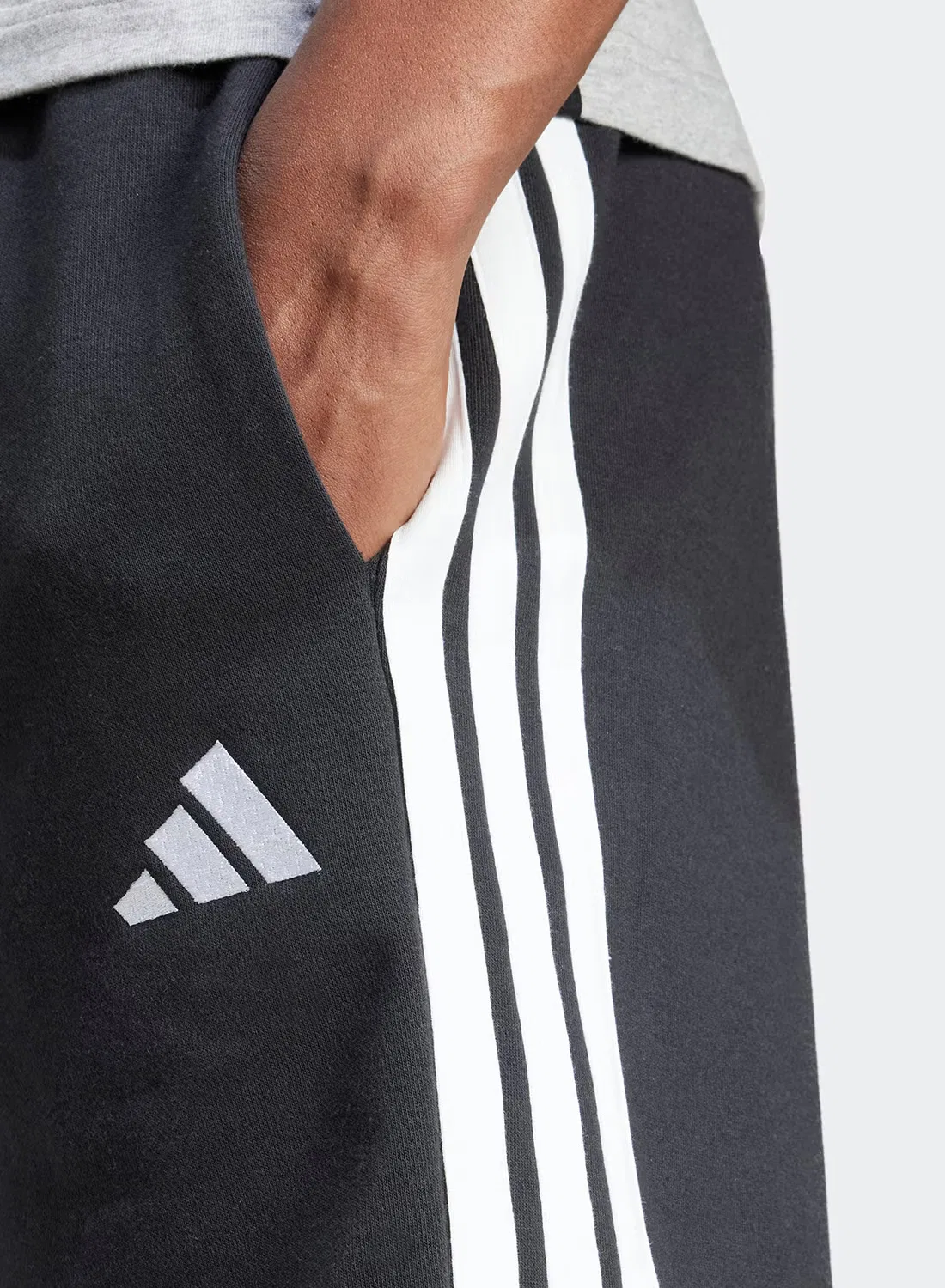 Шорты из футера с логотипом 3-Stripes Adidas, черный — фото 3