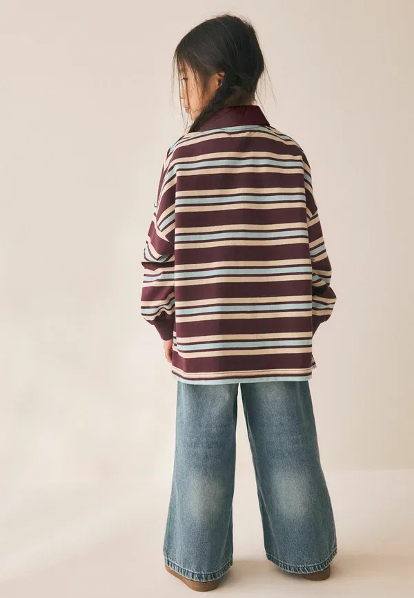 Футболка поло хлопок Regular fit Next, Chocolate Brown Stripe, коричневый/шоколадный — фото 3
