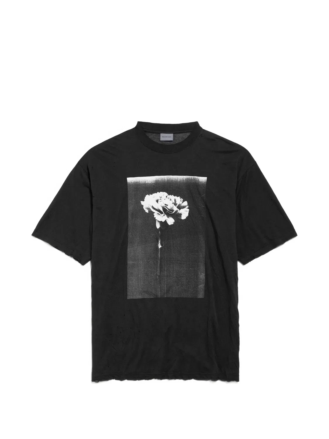Футболка с эффектом потертости и цветочным принтом Balenciaga, черный