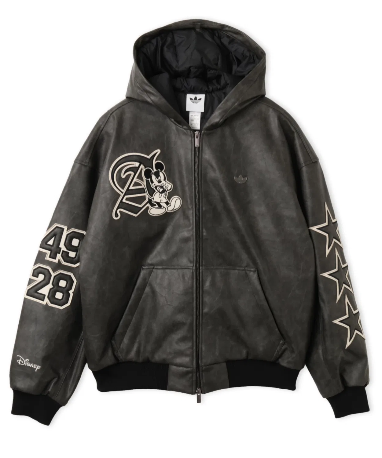 Мужская куртка из искусственной кожи с принтом Mickey Mouse Dreams Adidas, Black