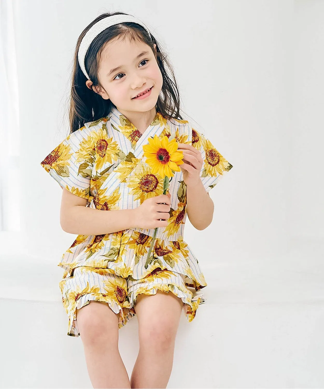 Детское кимоно-юката для девочек с принтом Peplum apres les cours, Yellow