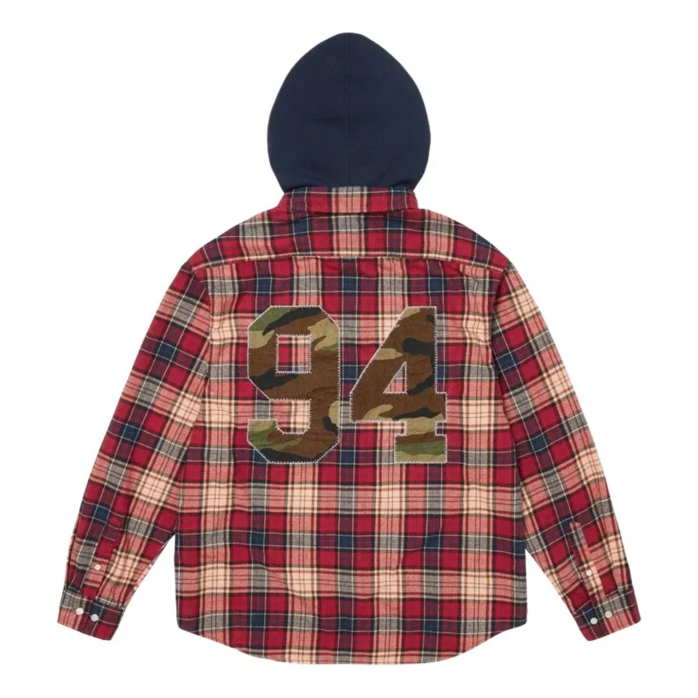 Мужское худи FW26 Applique Hooded Flannel Shirt 'Red' Supreme, красный