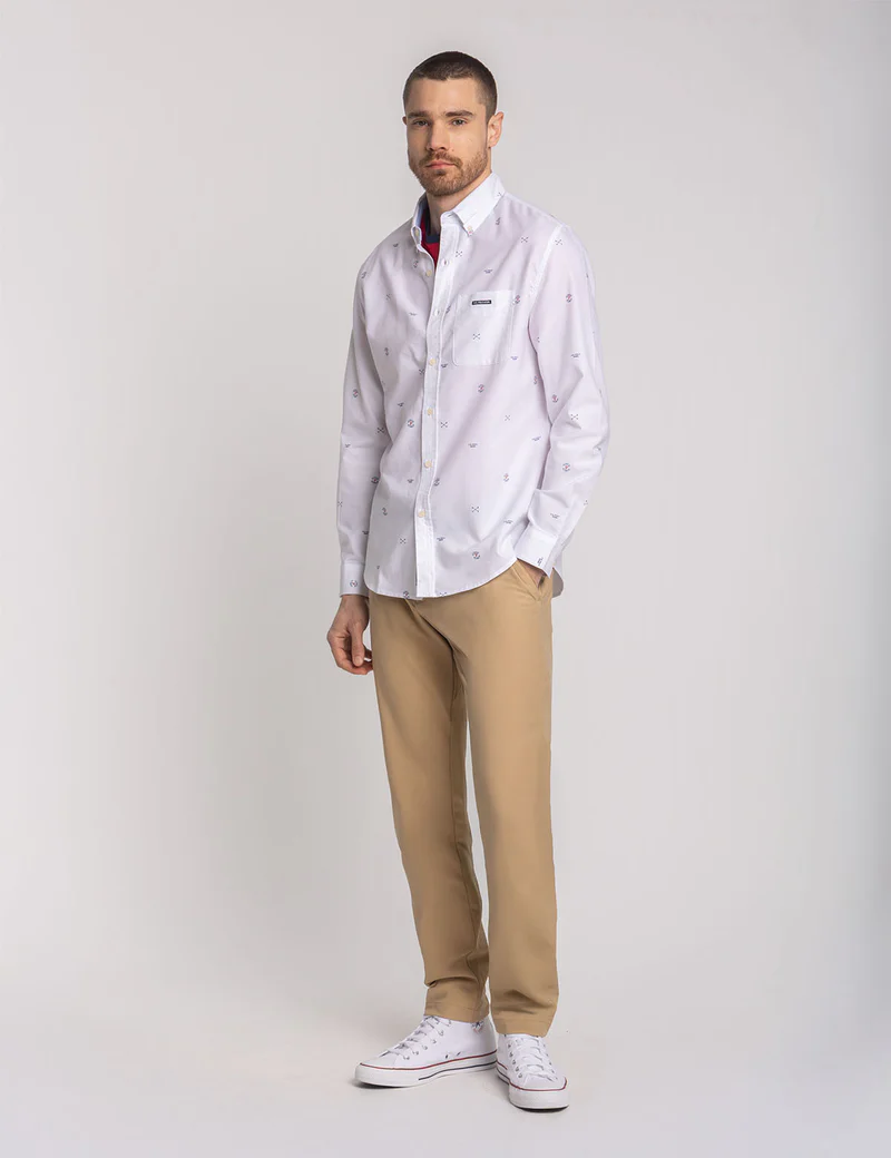 Рубашка U.S. Polo Assn Long Sleeve All Over Mallet Print Oxford, белый — фото 2