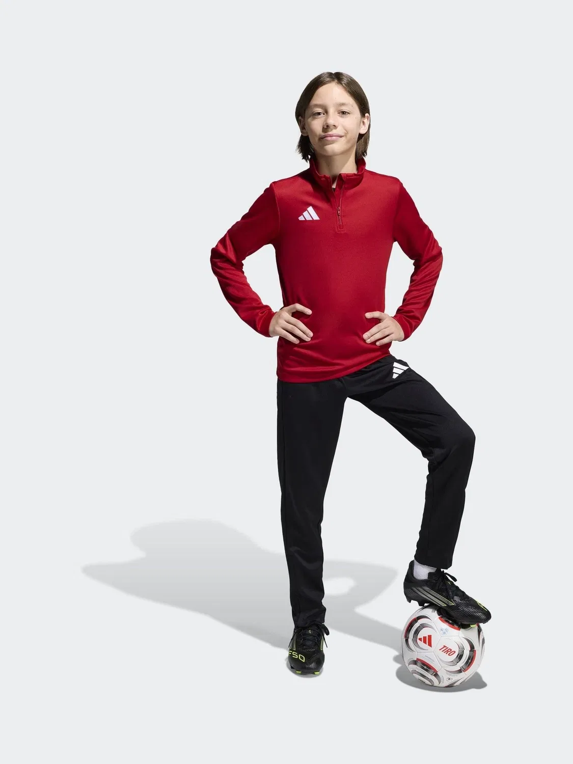 Тренировочная куртка adidas Entrada26 с четверть-застежкой, красная — фото 3