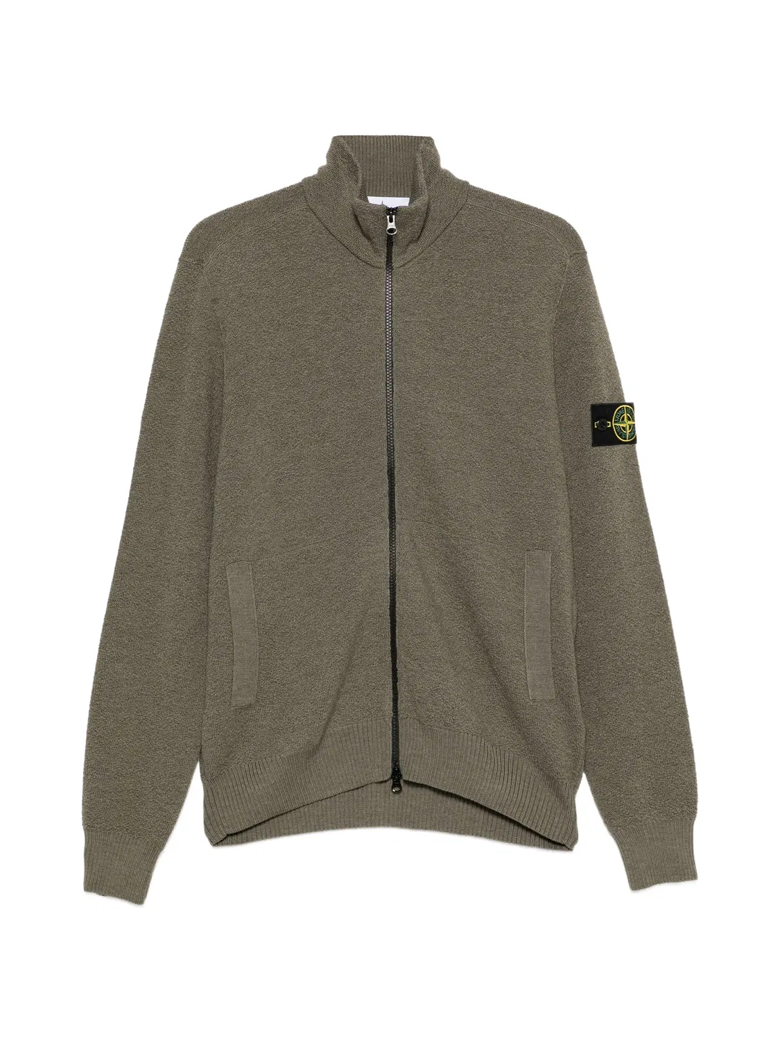 Кардиган на молнии из шерсти Stone Island, зеленый