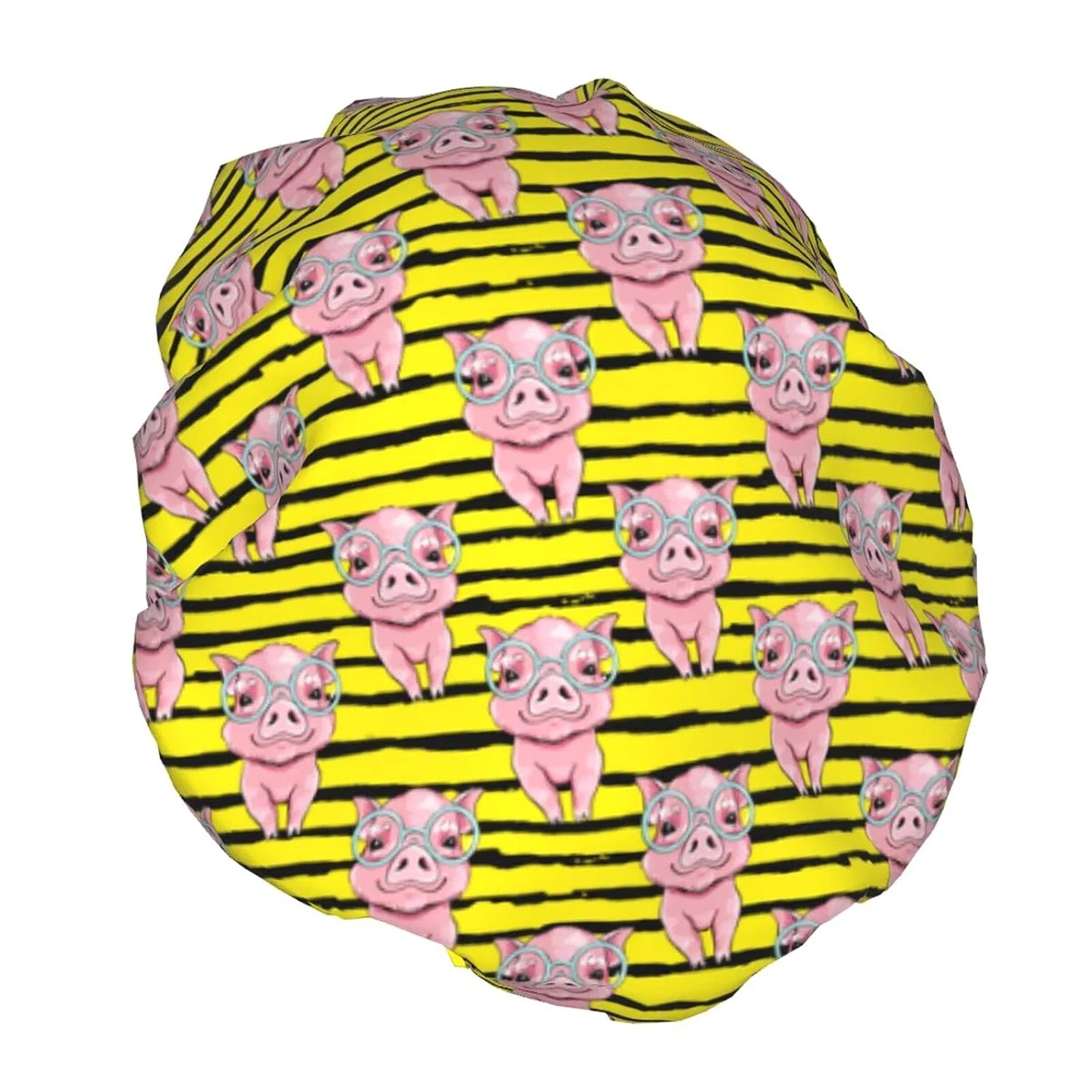 Многоразовая водонепроницаемая шапочка для душа Lsjuee, 1 шт, Cute Pig On Yellow Background — фото 2